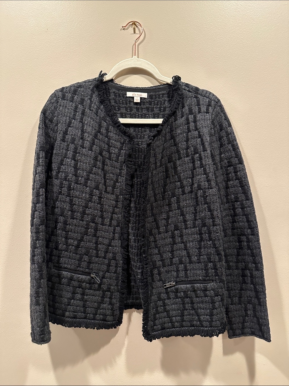 Ella Moss Charcoal Textured Open Blazer Jacket